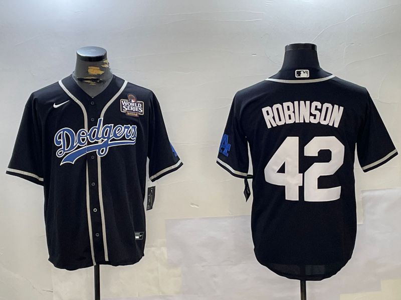 Men Los Angeles Dodgers #42 Robinson Black Game 2024 Nike MLB Jersey style 11202